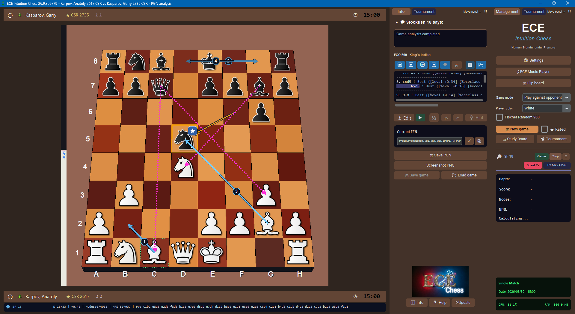 ECE Intuition Chess main screen